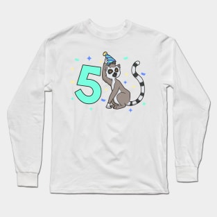 I am 5 with lemur - kids birthday 5 years old Long Sleeve T-Shirt